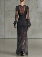 Eiko | Spitzen-Maxikleid mit Beinschlitz
