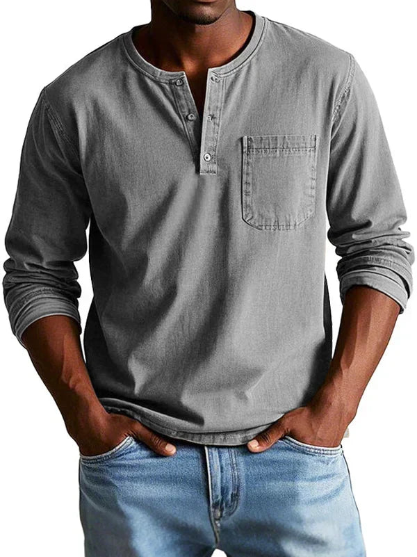 Arne | Casual Henley-Shirt mit langen Ärmeln
