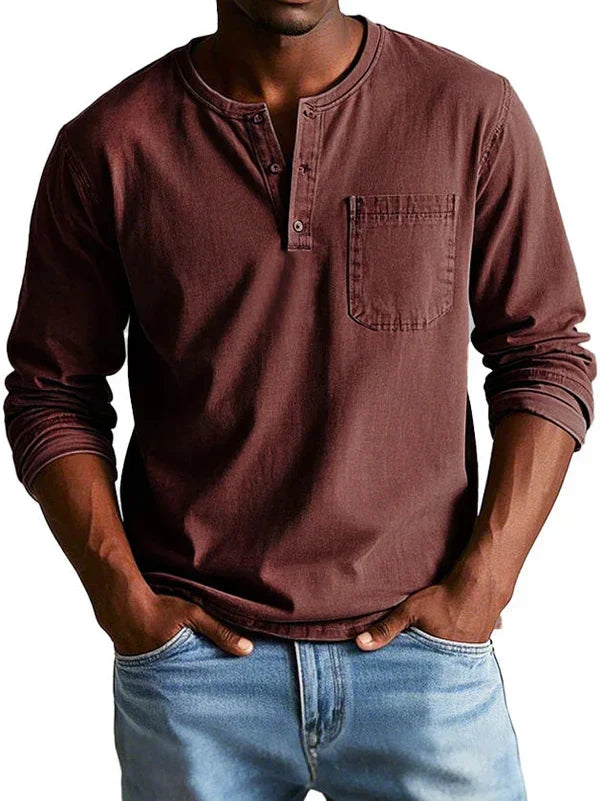 Arne | Casual Henley-Shirt mit langen Ärmeln