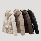 Brunhilde | Wattierte Kapuzenjacke mit Gürtel