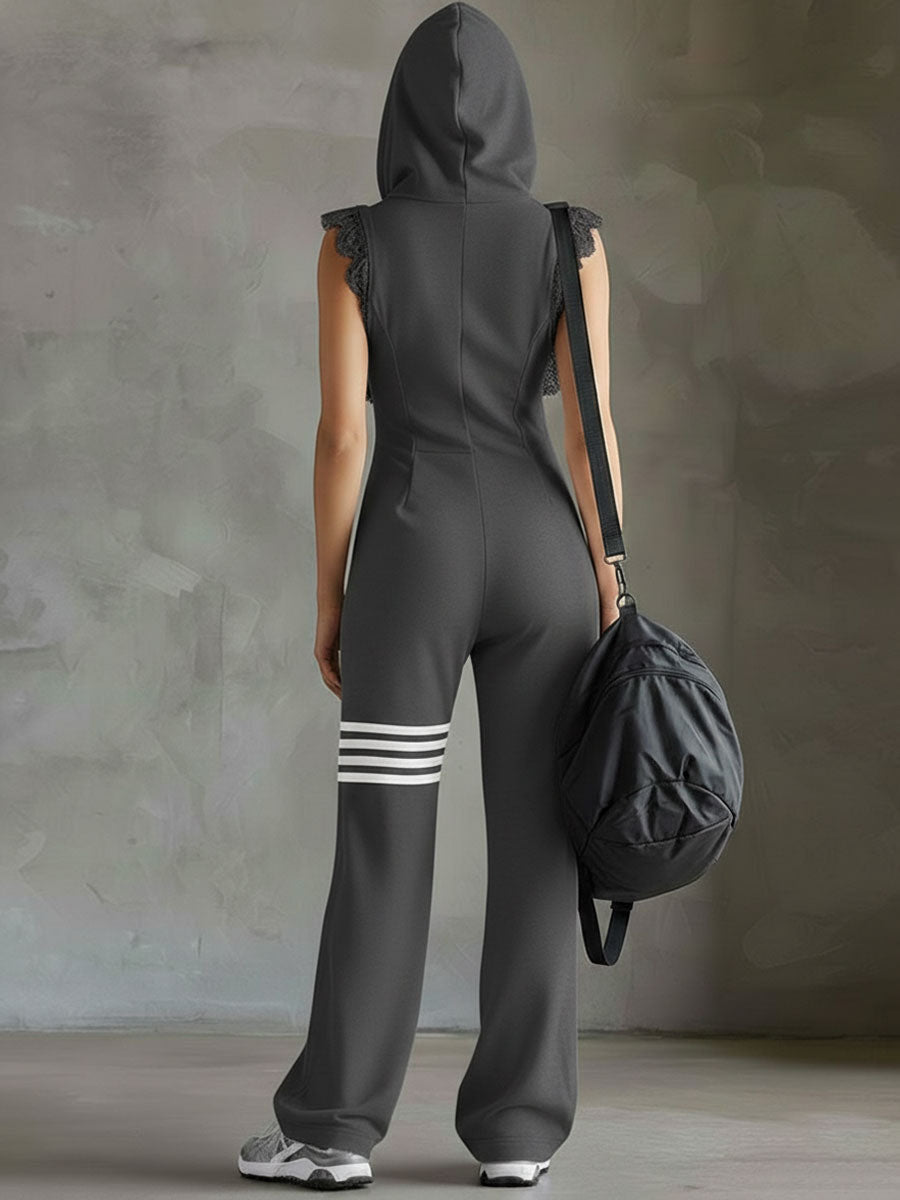 Mara | Ärmelloser Kapuzen-Jumpsuit mit Reißverschluss