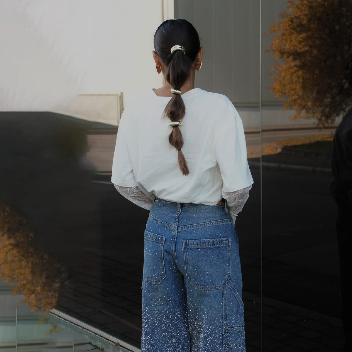 Ilse-Luise | Oversized Jeans mit Glitzersteinen