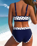 Paula | Hochtailliertes Pünktchen-Bikini mit Patchwork-Design