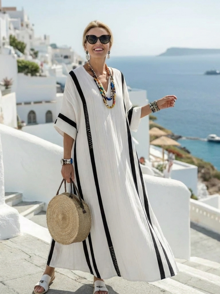 Lola | Maxikleid mit Color-Block-Streifen