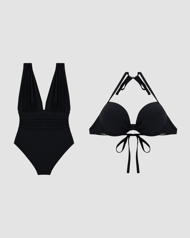 Amelie | Eleganter formender Badeanzug mit tiefem V-Ausschnitt