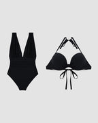 Amelie | Eleganter formender Badeanzug mit tiefem V-Ausschnitt