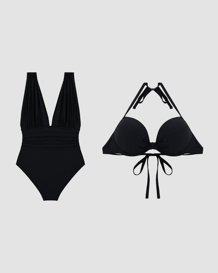 Amelie | Eleganter formender Badeanzug mit tiefem V-Ausschnitt