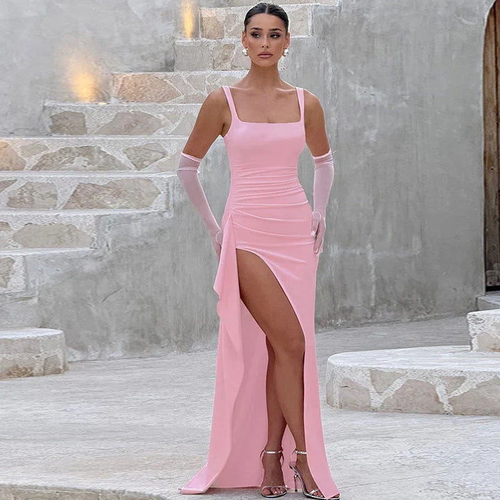 Aria | Elegantes Slip-Maxikleid mit offenem Rücken