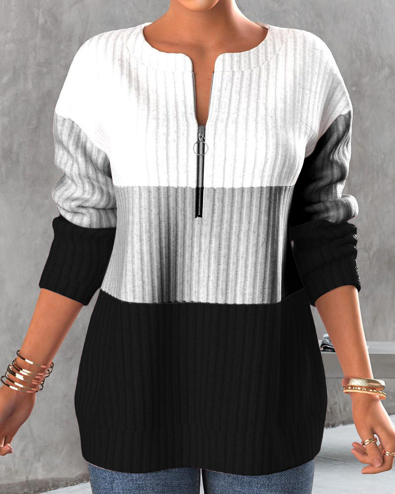 Frida | Rippstrickpullover im Colorblock