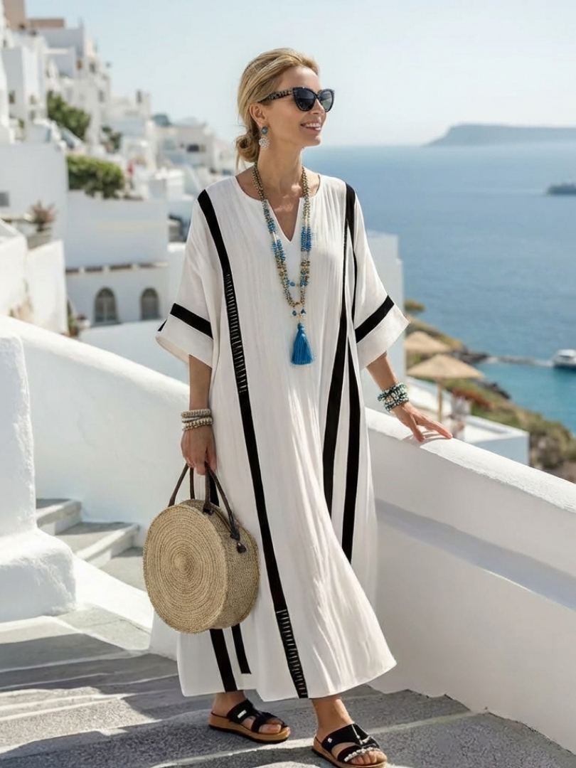 Lola | Maxikleid mit Color-Block-Streifen