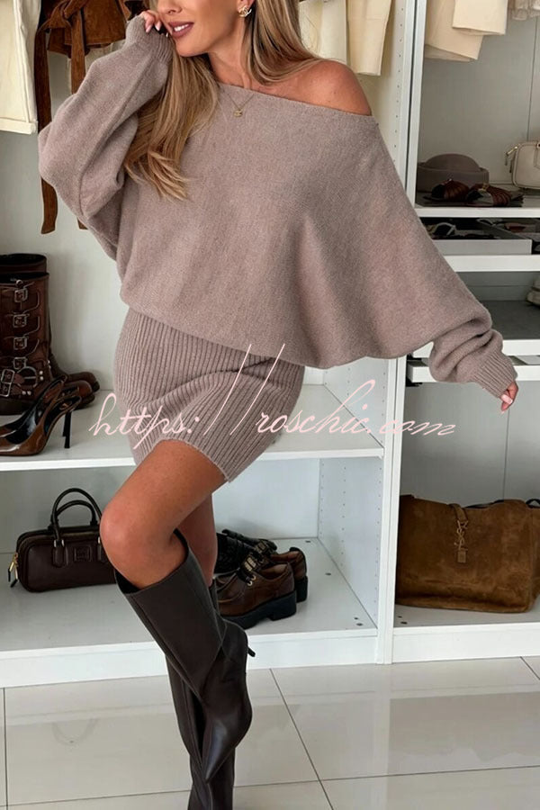Hildrun | Strick-Minikleid mit U-Boot-Ausschnitt