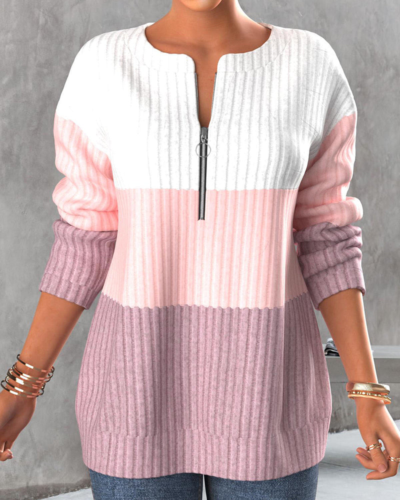Frida | Rippstrickpullover im Colorblock