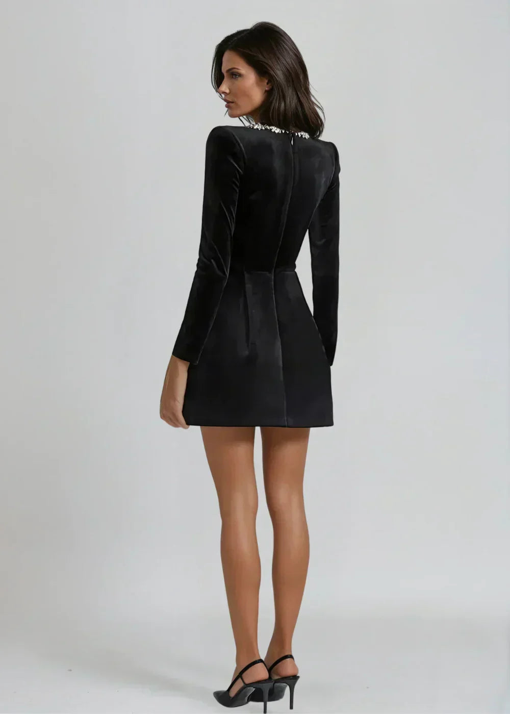 Luisa | Samt-Minikleid mit Blumenapplikationen