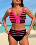 Alina | Gestreifter Bikini mit hoher Taille