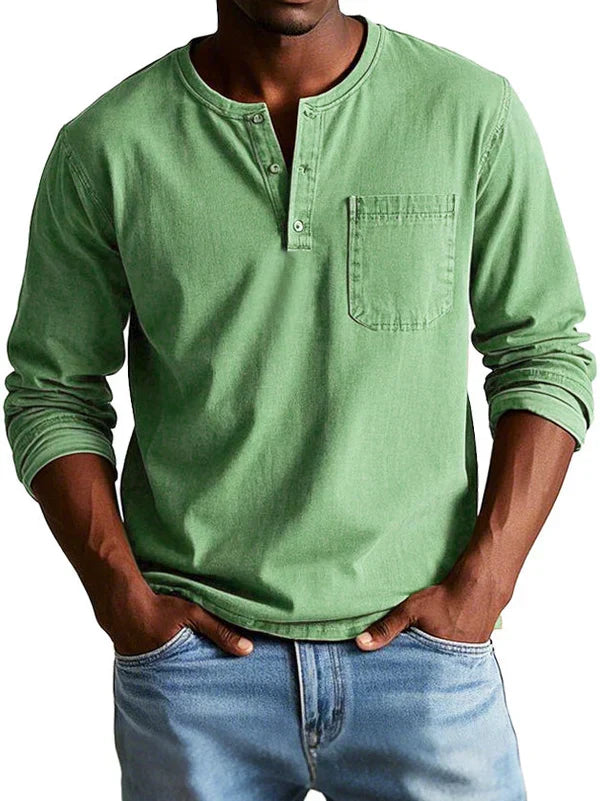 Arne | Casual Henley-Shirt mit langen Ärmeln