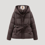 Brunhilde | Wattierte Kapuzenjacke mit Gürtel