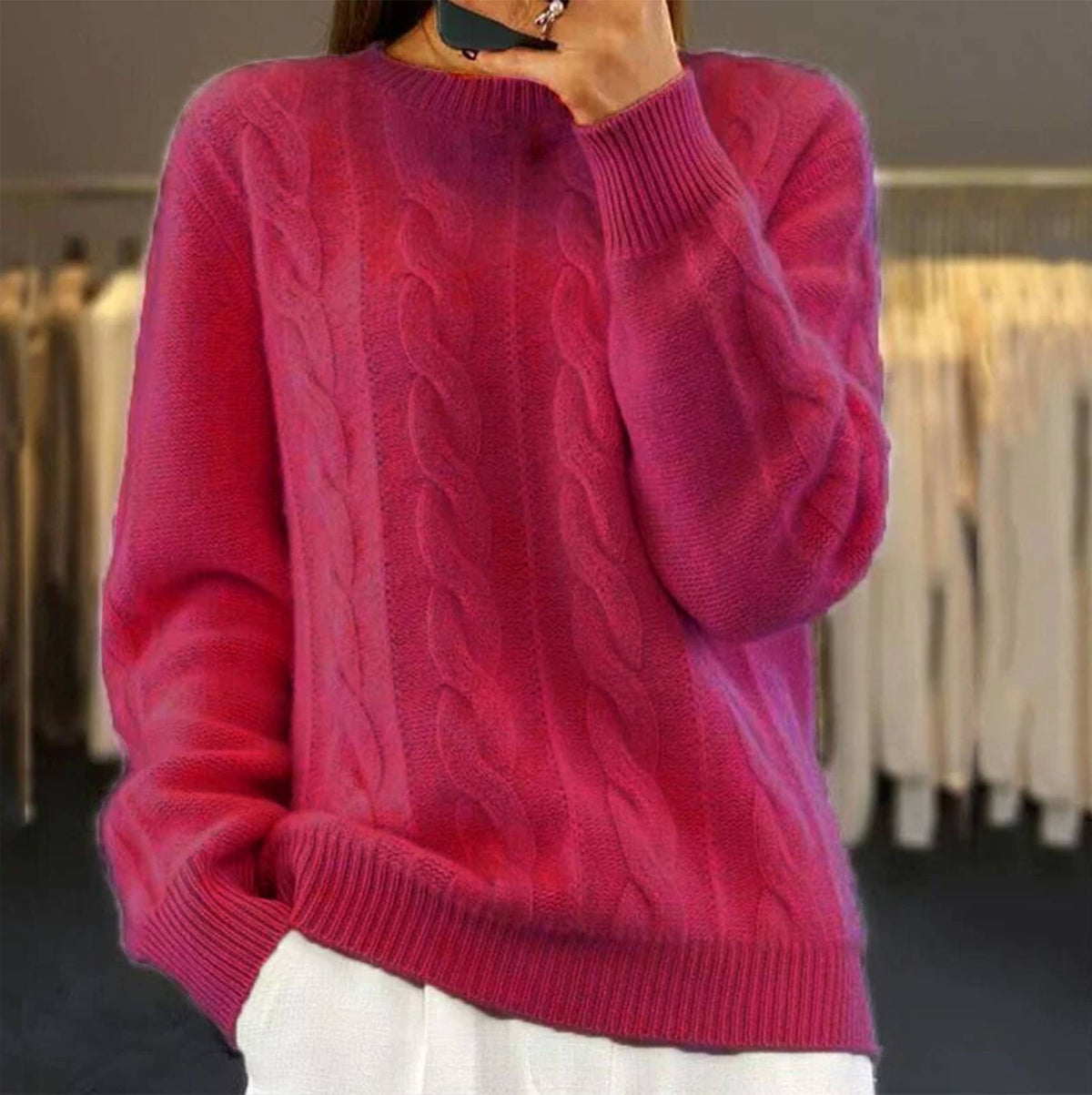 Kim | Zopfmusterpullover mit Rundhalsausschnitt