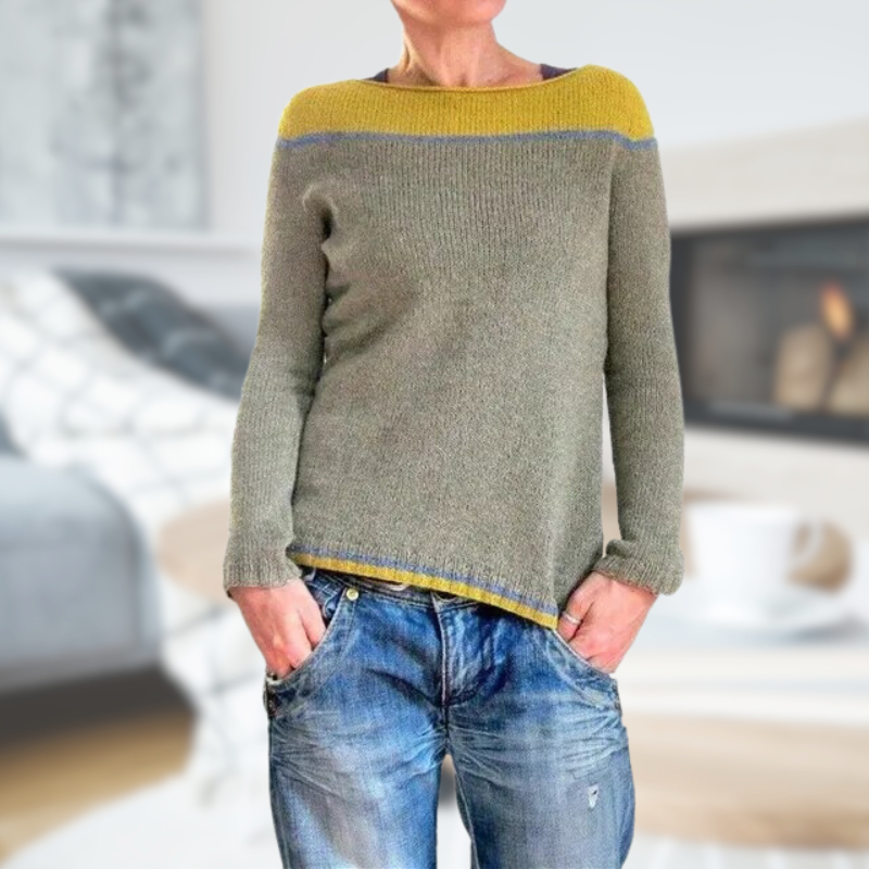 Brita | Streifenpullover mit weitem Halsausschnitt