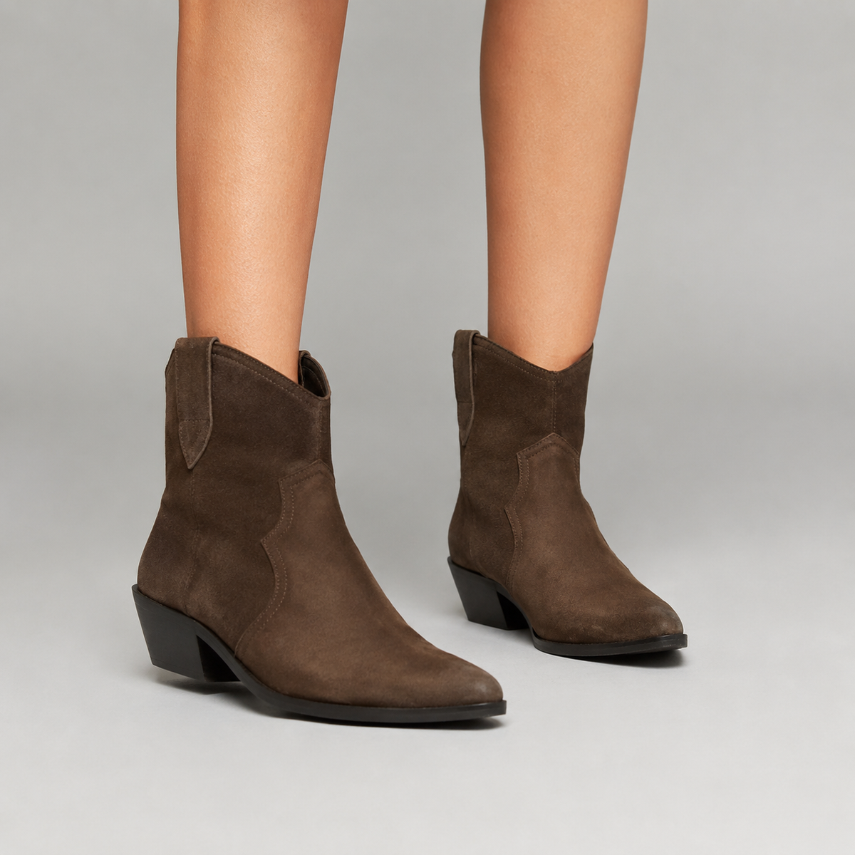 Pia | Stiefeletten in Wildleder-Optik mit Blockabsatz