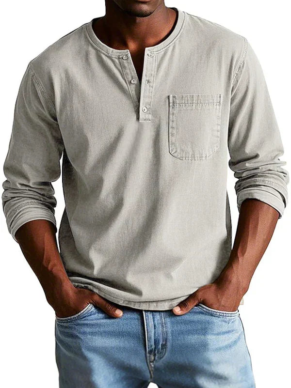 Arne | Casual Henley-Shirt mit langen Ärmeln