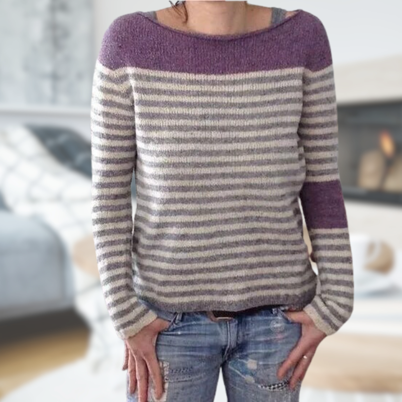 Brita | Streifenpullover mit weitem Halsausschnitt