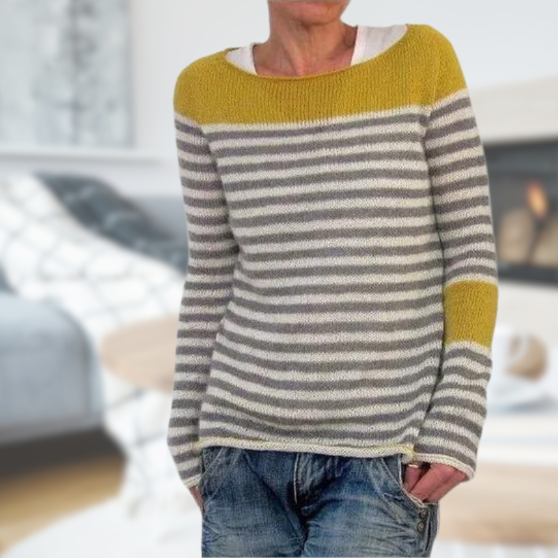 Brita | Streifenpullover mit weitem Halsausschnitt