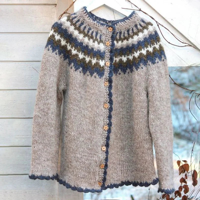 Jürgen | Strickcardigan mit skandinavischem Muster und Knopfleiste
