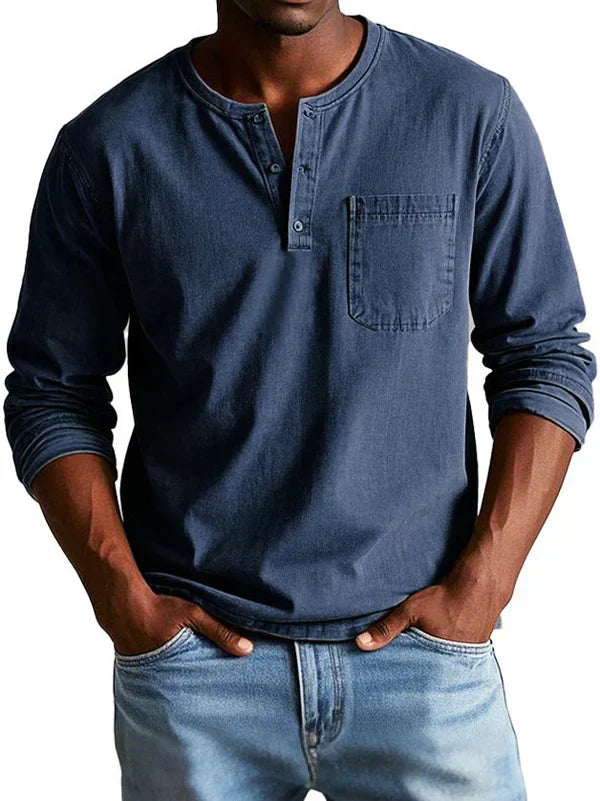 Arne | Casual Henley-Shirt mit langen Ärmeln