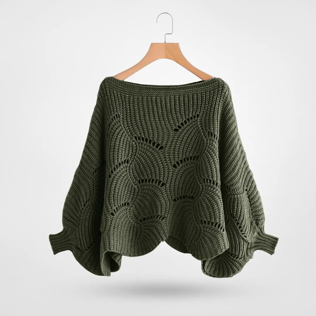 Alva | Strickpullover mit Wellenkanten an Hals und Bündchen