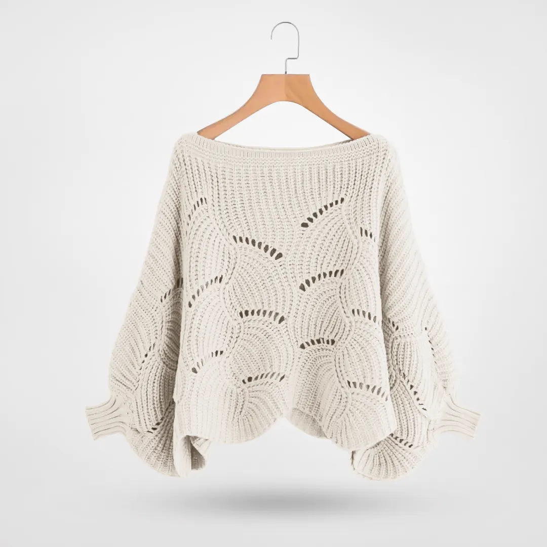 Alva | Strickpullover mit Wellenkanten an Hals und Bündchen