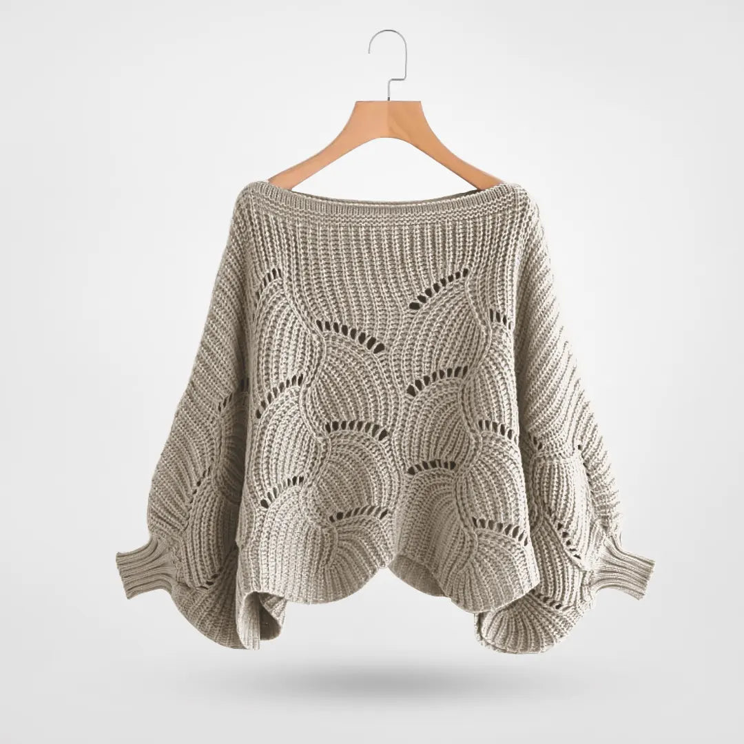 Alva | Strickpullover mit Wellenkanten an Hals und Bündchen
