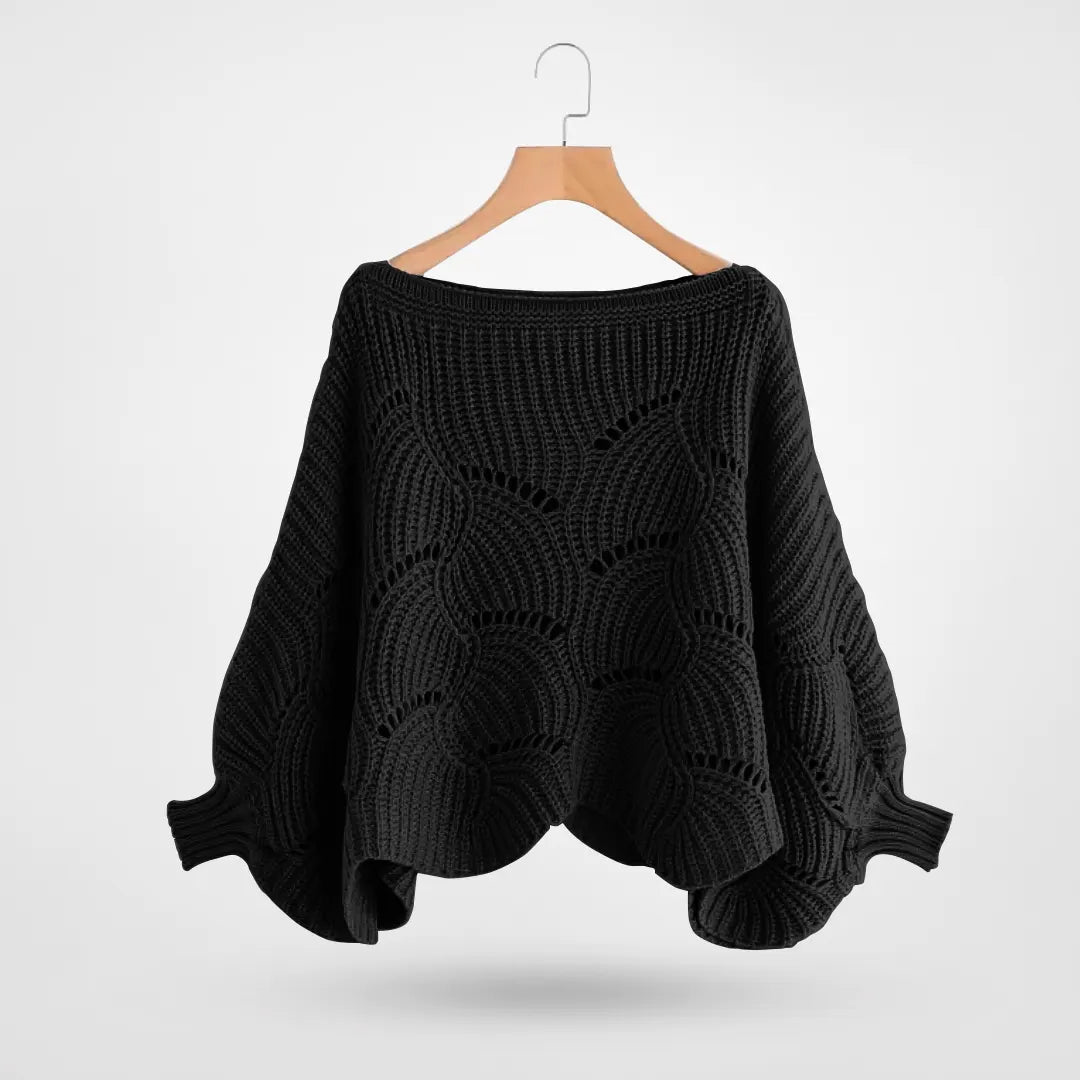 Alva | Strickpullover mit Wellenkanten an Hals und Bündchen