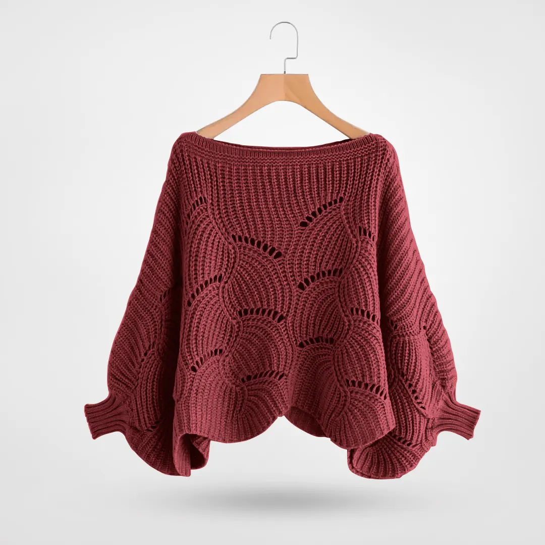 Alva | Strickpullover mit Wellenkanten an Hals und Bündchen