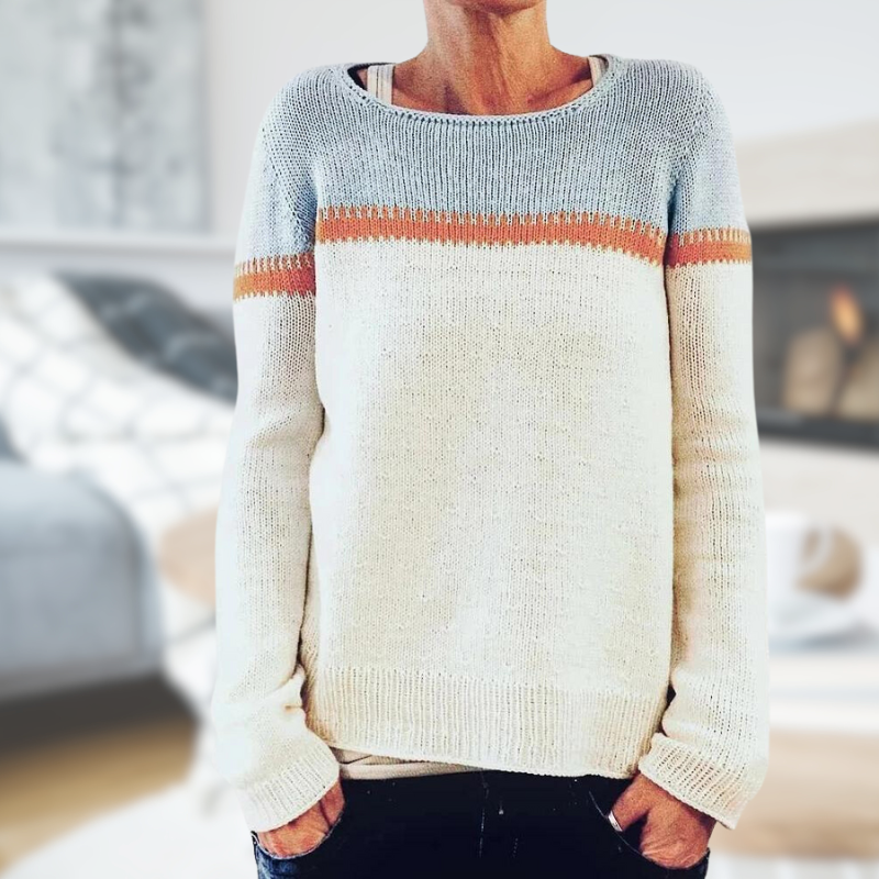 Brita | Streifenpullover mit weitem Halsausschnitt