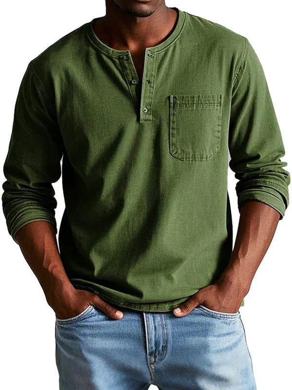 Arne | Casual Henley-Shirt mit langen Ärmeln