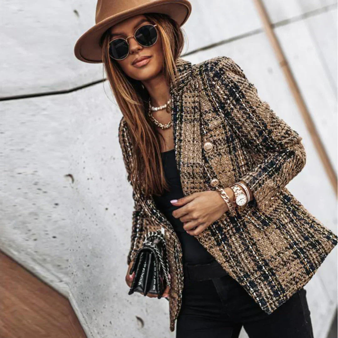 Juliane | Elegante Tweed-Jacke mit Karomuster