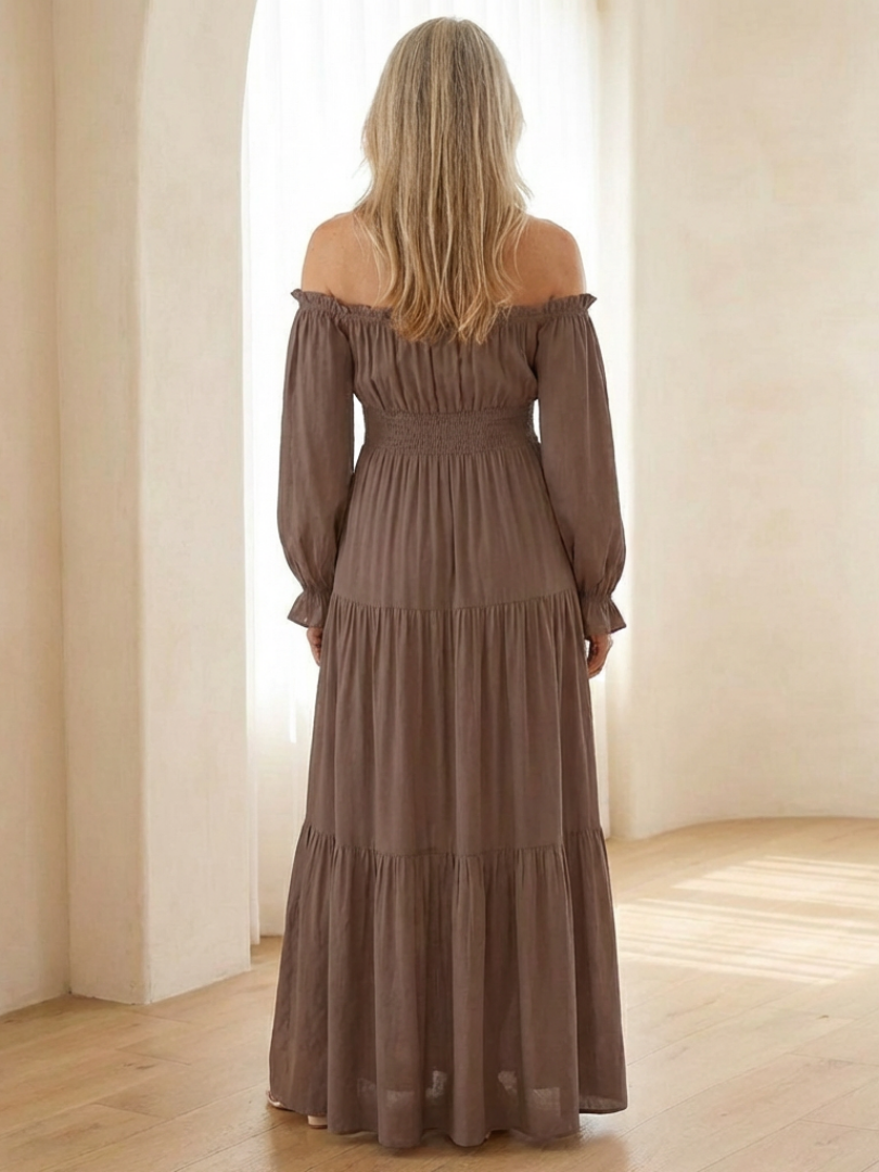 Adira | Off-Shoulder Smock-Maxikleid