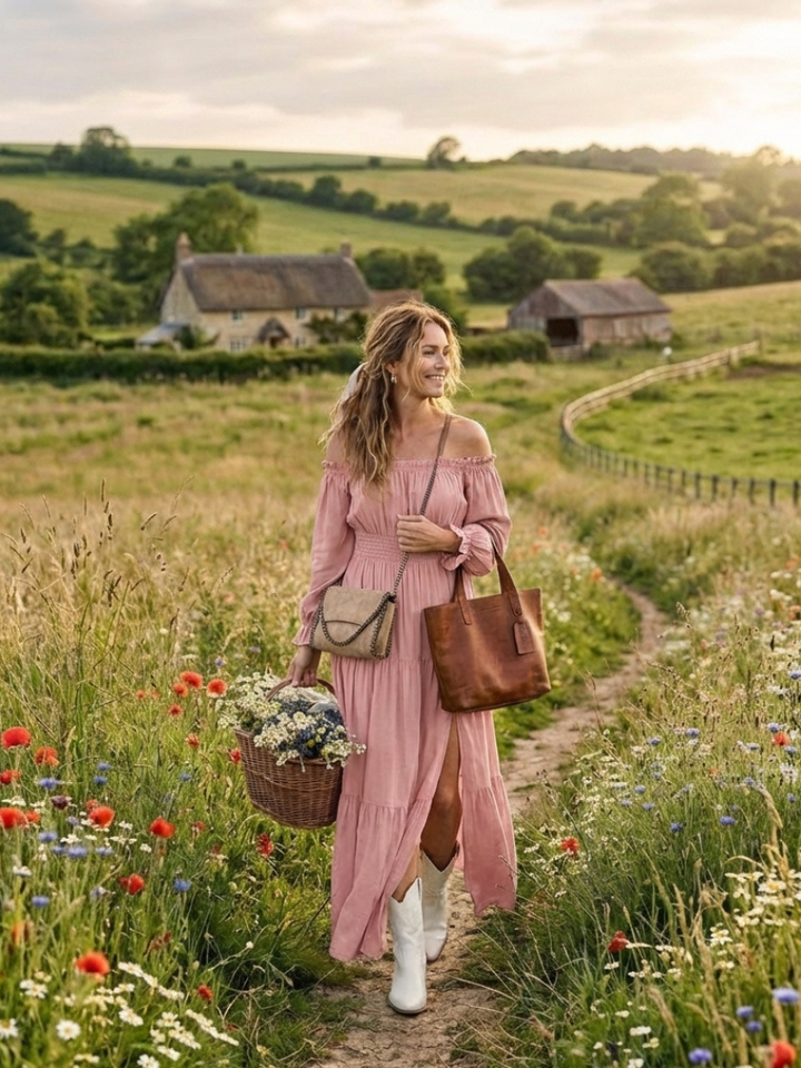 Adira | Off-Shoulder Smock-Maxikleid