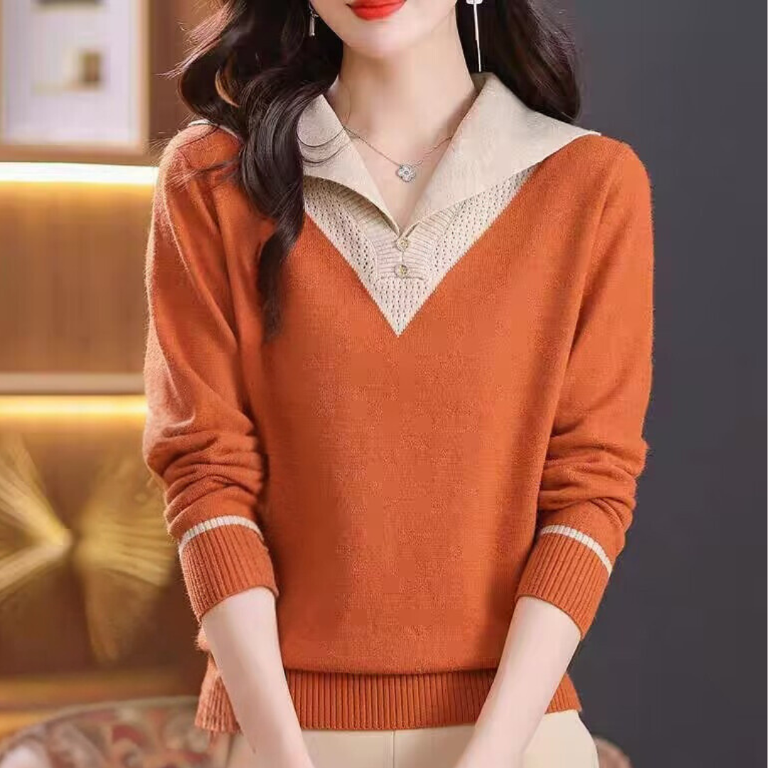 Merit | Strickpullover mit V-Ausschnitt und Knopfdetails