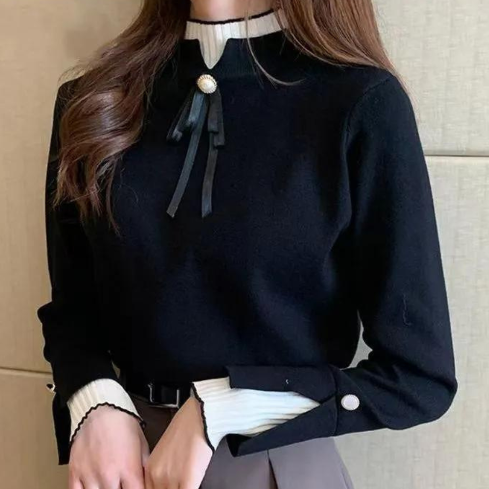Jessa | Pullover mit hohem Kragen und Banddetail