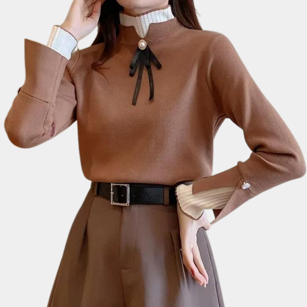 Jessa | Pullover mit hohem Kragen und Banddetail
