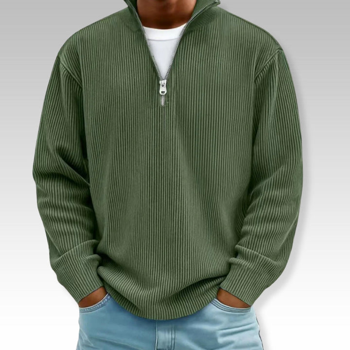 Tom | Relaxed Langarmshirt mit Reißverschlusskragen
