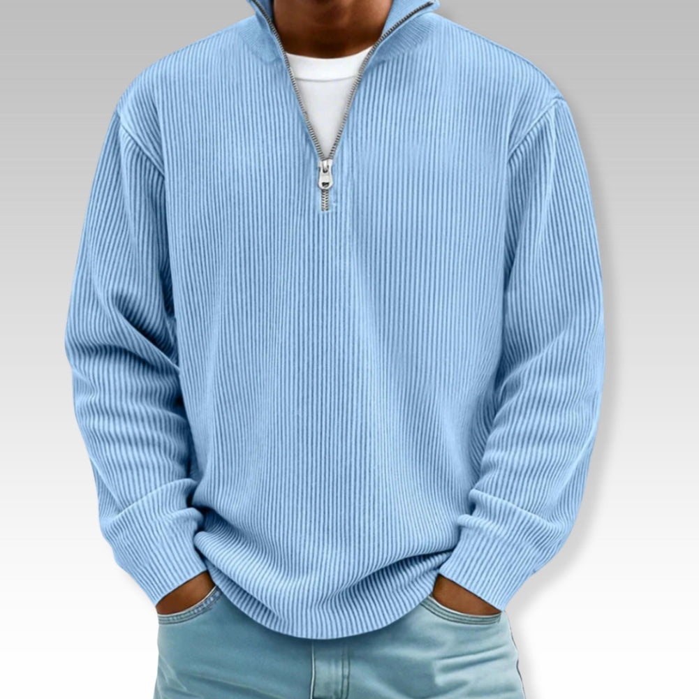 Tom | Relaxed Langarmshirt mit Reißverschlusskragen