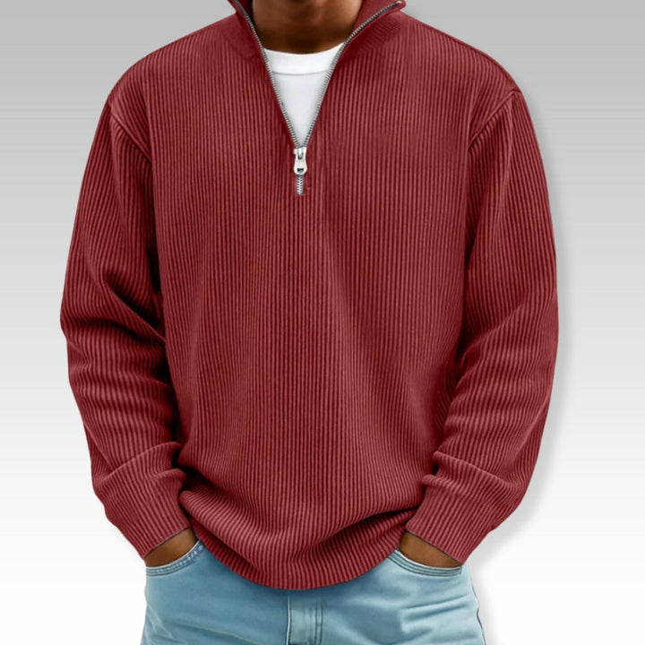 Tom | Relaxed Langarmshirt mit Reißverschlusskragen