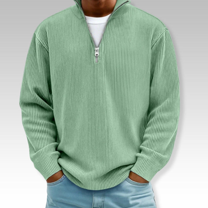Tom | Relaxed Langarmshirt mit Reißverschlusskragen