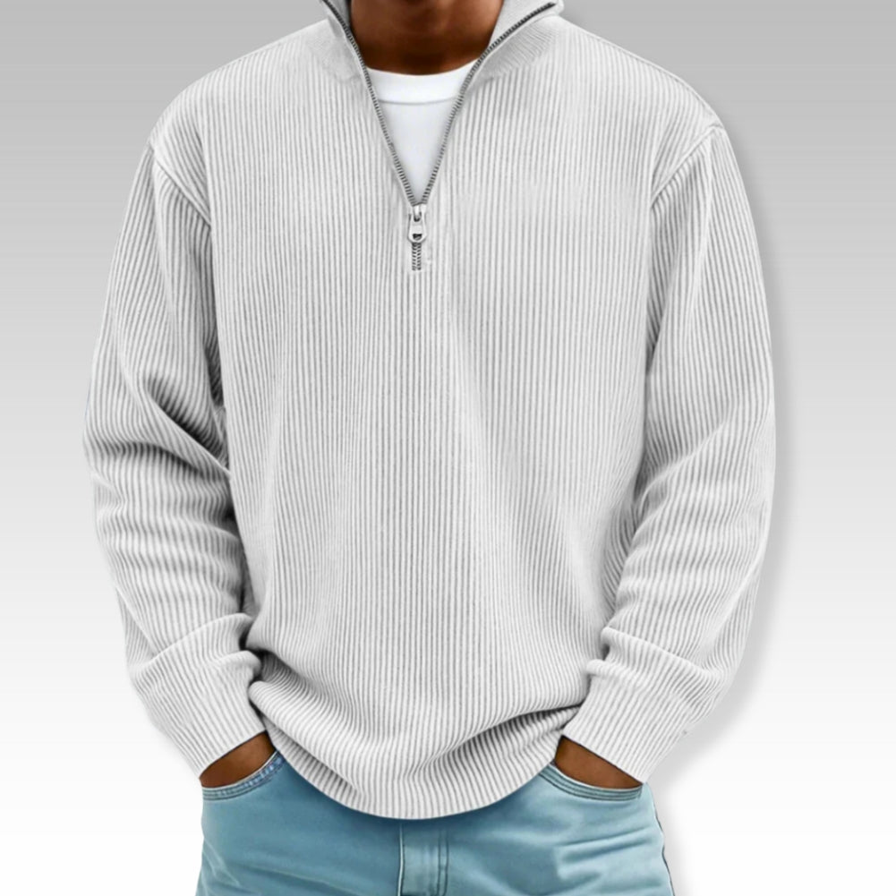 Tom | Relaxed Langarmshirt mit Reißverschlusskragen