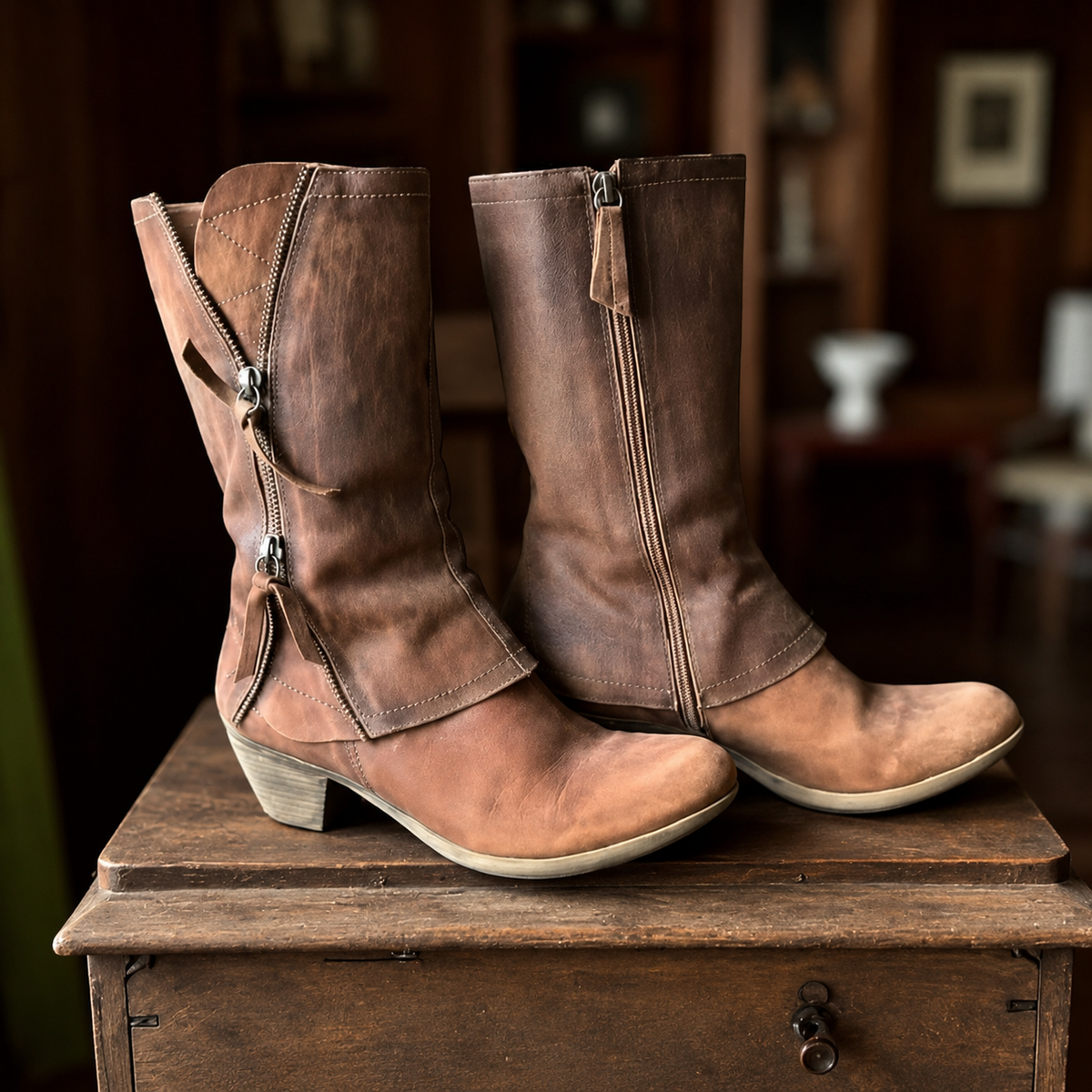Petra | Wadenhohe Stiefel mit Blockabsatz