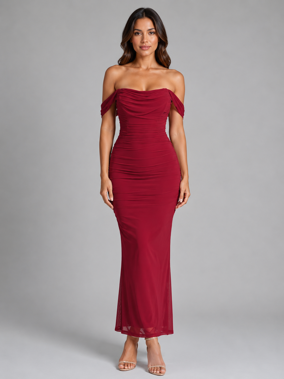 Josefine | Off-Shoulder-Maxikleid im Meerjungfrauenschnitt