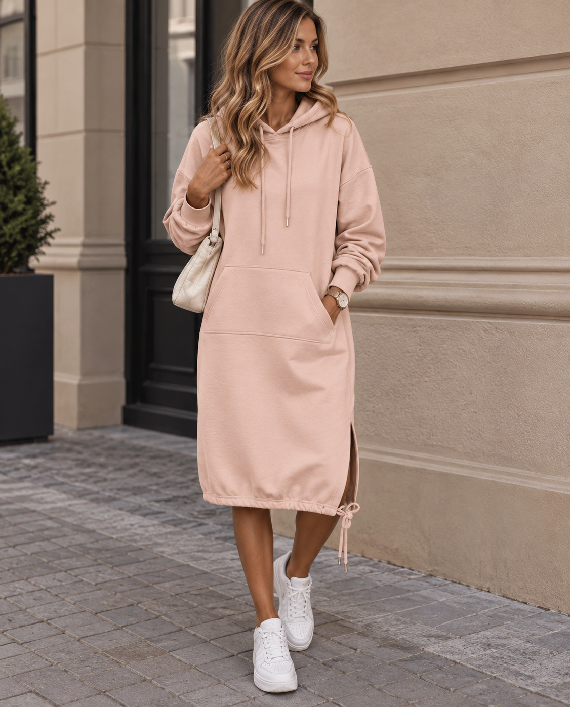 Elske | Strickkleid mit Kapuze und Tasche