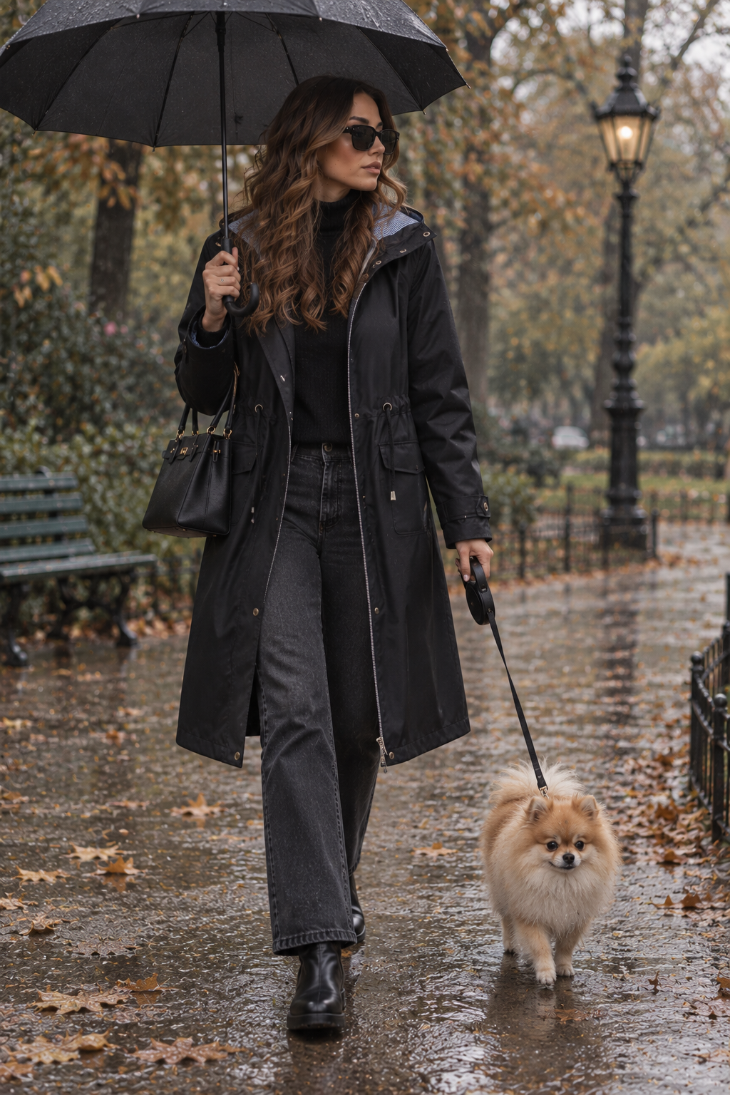 Lise-Sophie | Lange Jacke mit Kapuze und wasserabweisendem Stoff